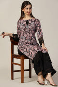 Black Printed Rayon Kurti