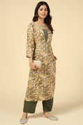 Mustard & Green Printed Rayon Kurti