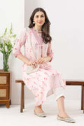 Pink Printed Chanderi Kurti