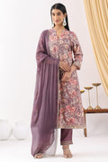 Mauve Printed Ensemble Kurti in Rayon Silk Shimmer