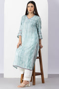 Greyish Blue Viscose Kurti with V Neck & 3/4 Sleeves