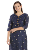 Navy Brasso Jacquard Printed Ensemble Kurta