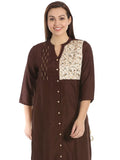 Brown Silk Embroidered Ensemble Kurta