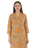 Orange Printed Viscose Kurti