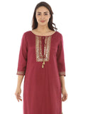 Dark Pink Shantoon Solid Ensemble Kurti