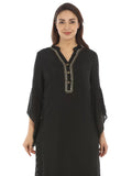 Black Viscose Georgette Ensemble Kurti