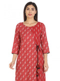 Red Angrakha Printed Kurti