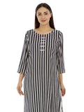 Navy Striped Viscose Kurti