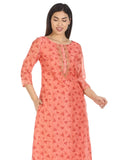 Peach Polyester Printed Kurti