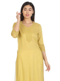 Yellow Viscose Solid Kurti