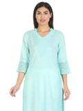 Blue Viscose Solid Kurti