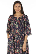 Modal Printed Kurti with Scallop Sleeve and tassels