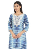 Blue Viscose Printed Kurti