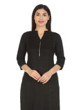 Black Viscose Solid Kurti