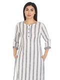 White Viscose Striped Kurti