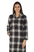 Charcoal Black Check Collared Kurti with Pockets