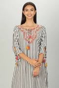White and Grey Stripe Kurti
