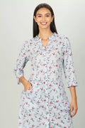 Light Grey printed Front Slit Kurti