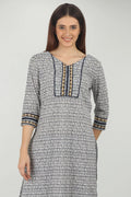 Cotton White Printed Kurta