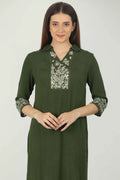 Green Stripe And Embroidered Kurti