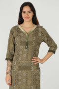 Rayon Green Printed Kurti
