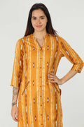 Rayon Yellow Slub Printed Kurti