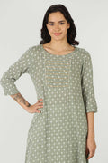 Green Rayon Printed Kurti