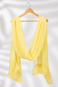 Yellow Chiffon Viscose Dupatta with Schiffli Embroidery