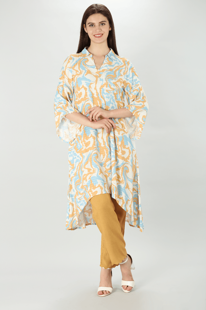 Abstract Peach Marble Kurti