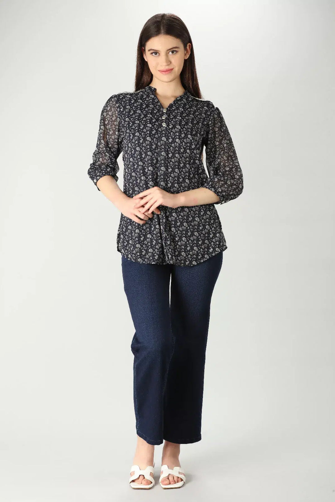 Charcoal Grey Chiffon Top