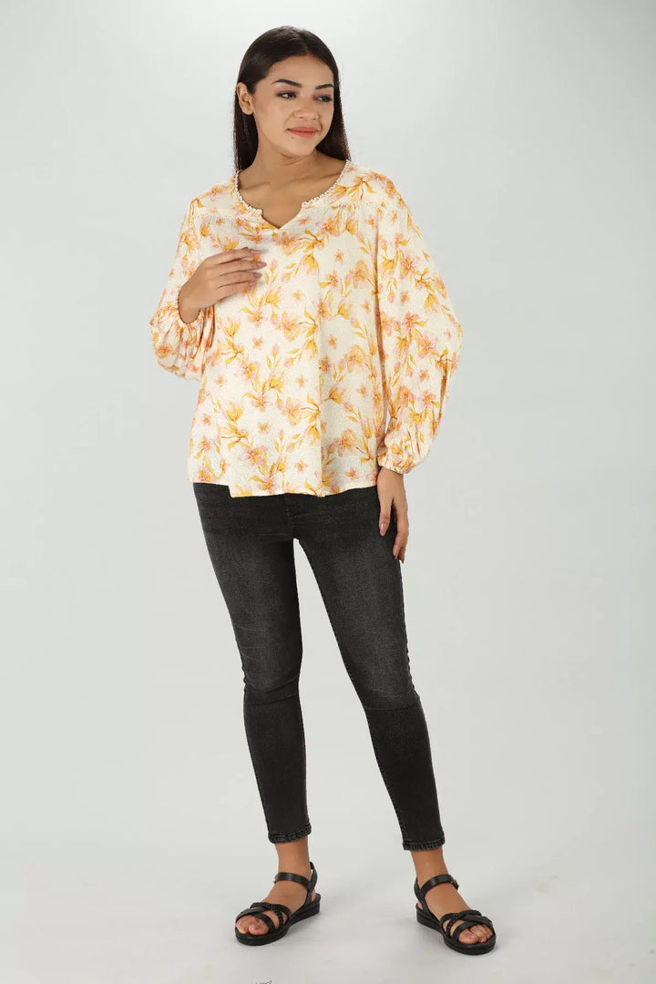 Yellow Floral Print Top