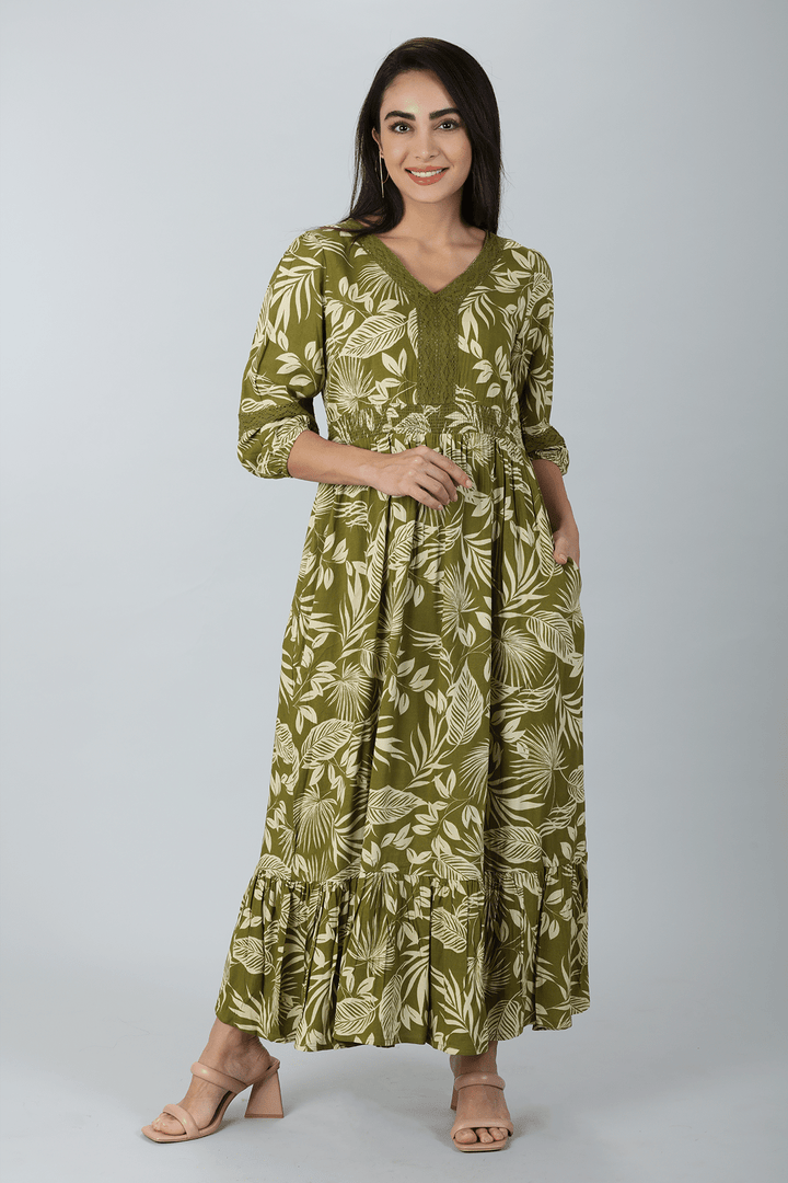 Laurel Green V-Neck Dress