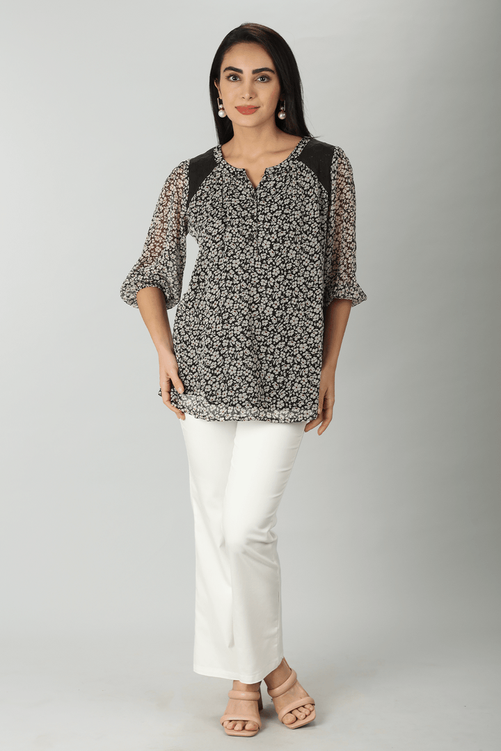 Grey Round Neck Top