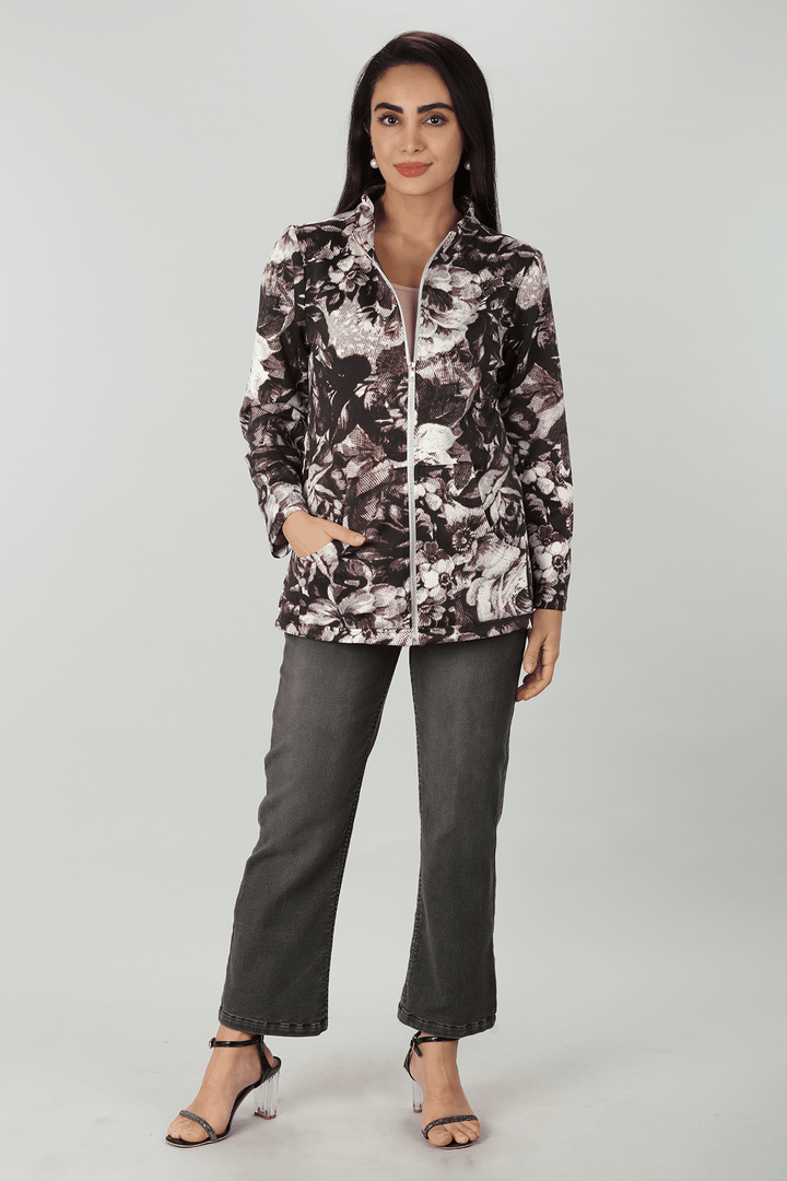 Dark Brown Printed Jacket