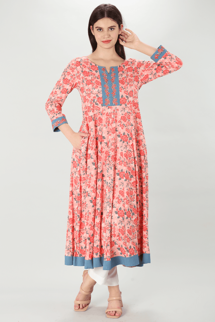 Pink Embroidered Kurti