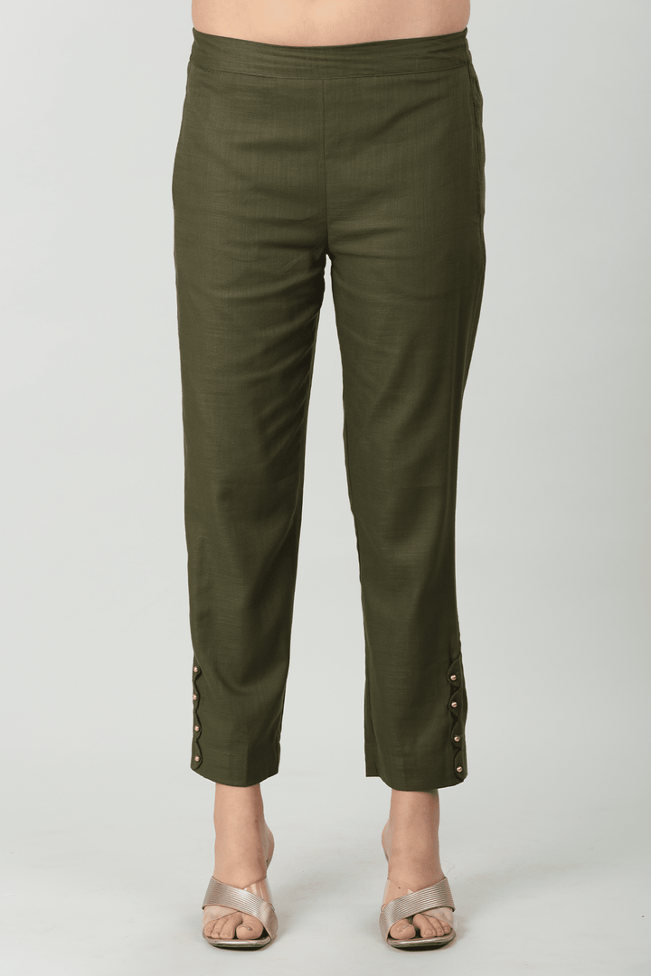 Charcoal Olive Slub Palazzo