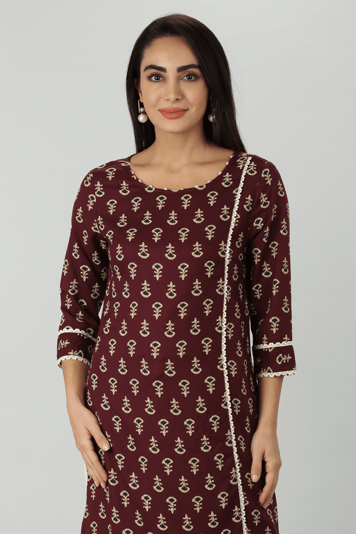 Brown Printed Kurti