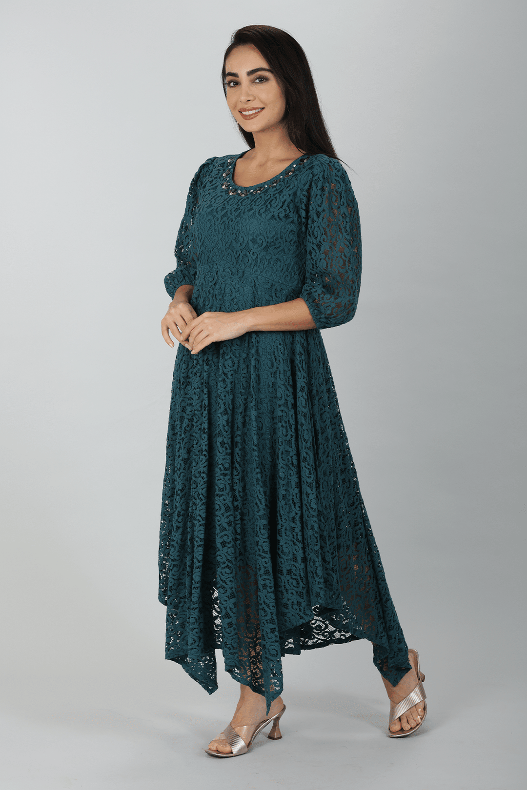 Blue Net Laced Dress