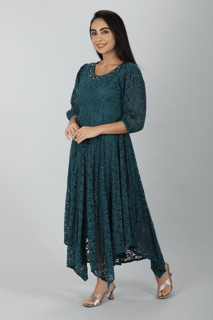 Blue Net Laced Dress