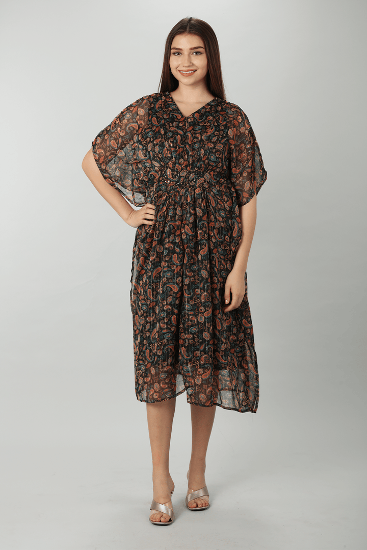 Brown Printed Kaftan