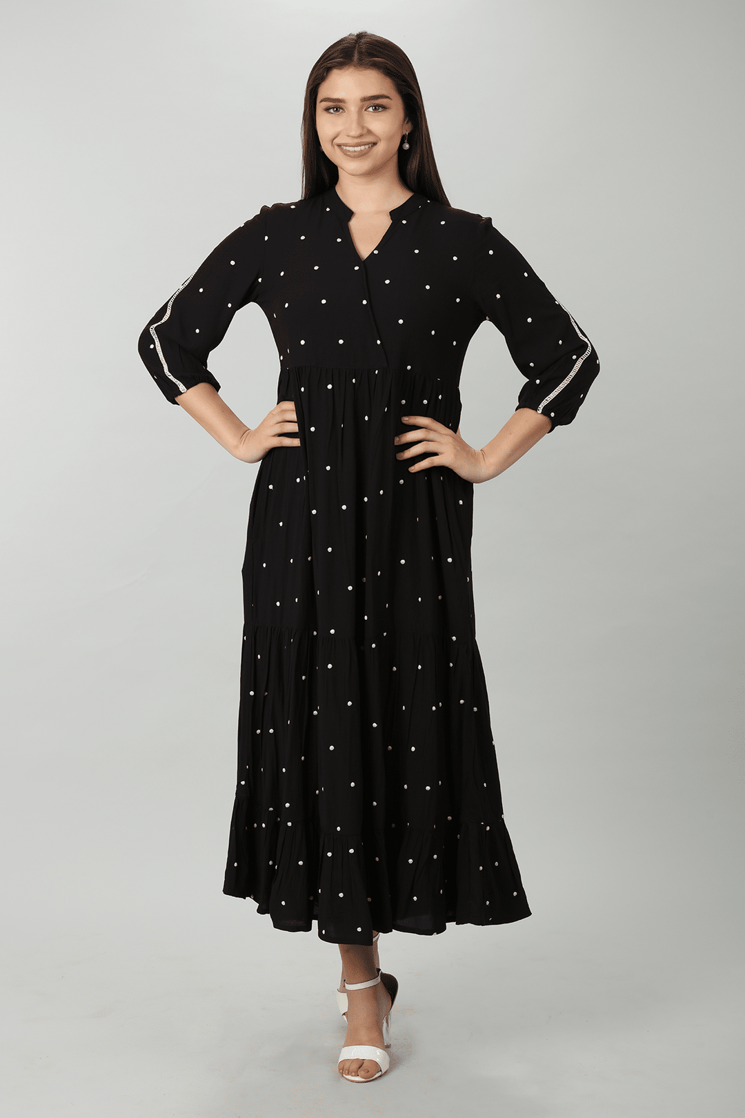 Black Polka Dot Rayon Dress