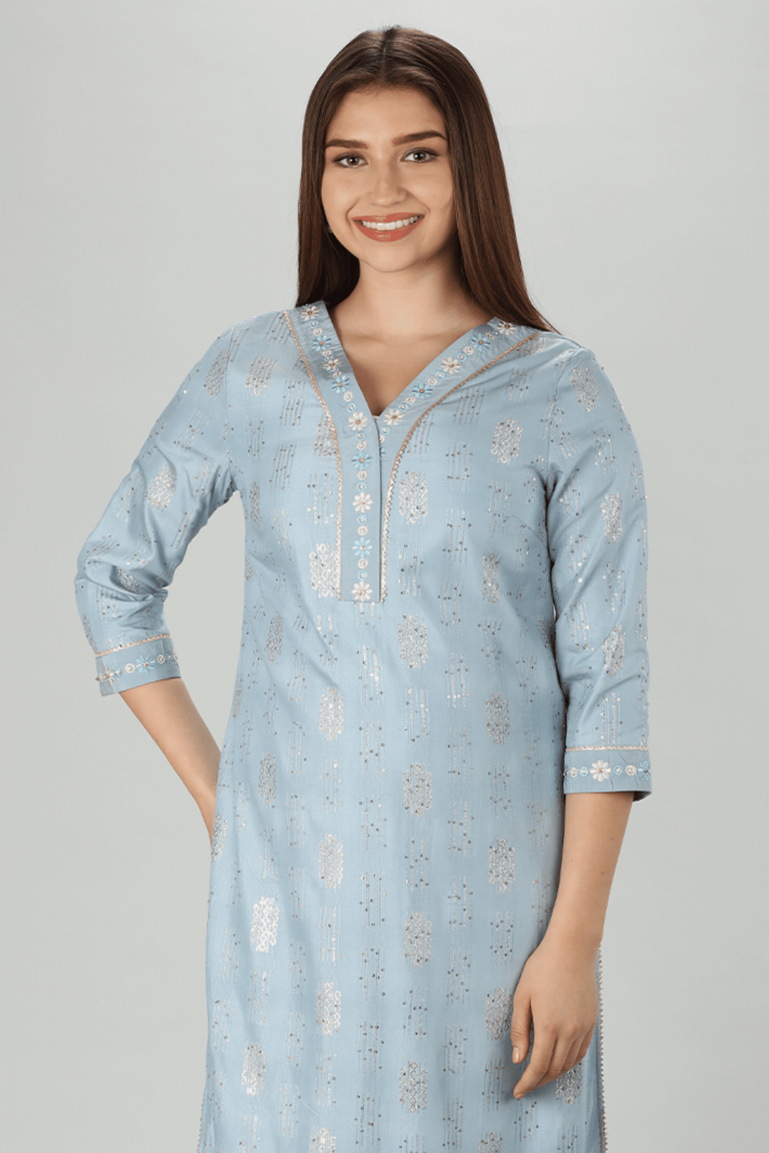 Radiant Blue Embellished Kurti