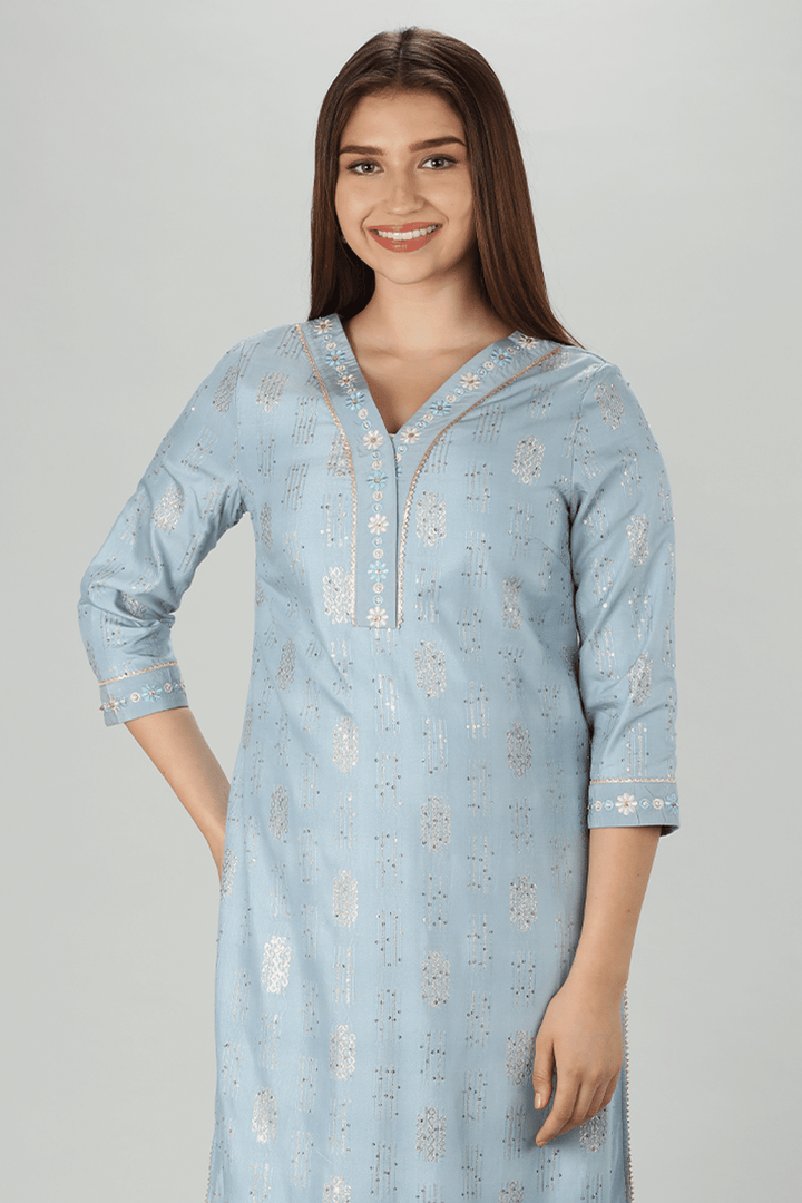 Radiant Blue Embellished Kurti
