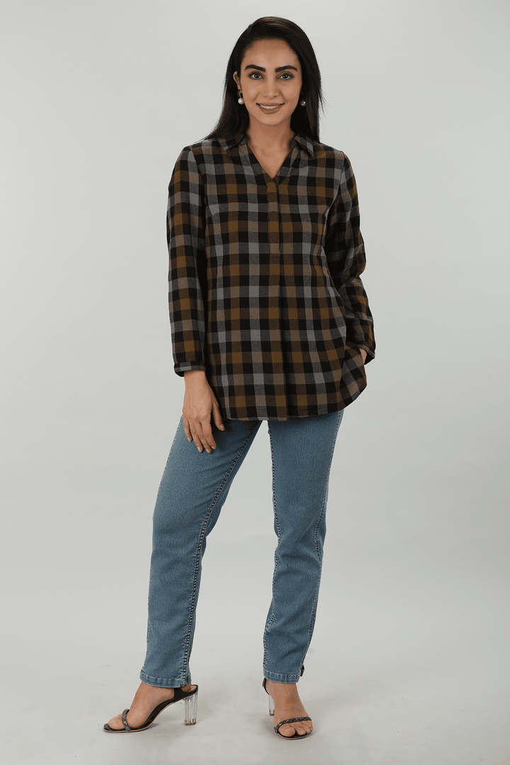 Brown Checkered Woolen Shirt