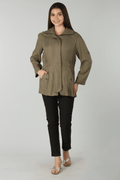 Olive Green Solid Winter Jacket