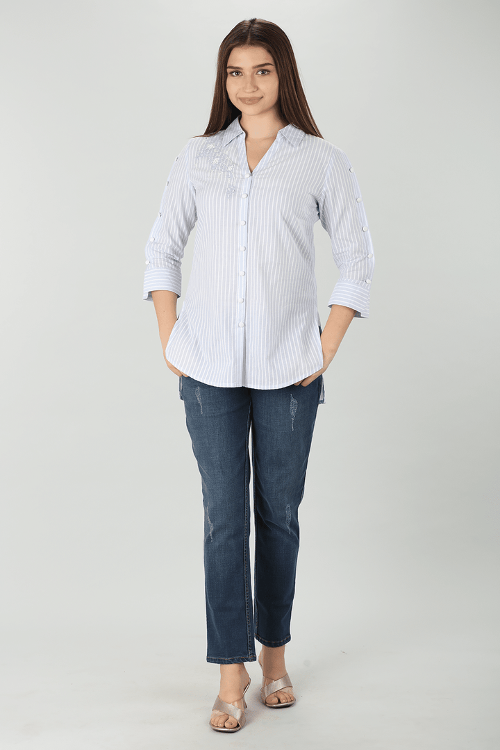 Light Blue Embroidered Shirt