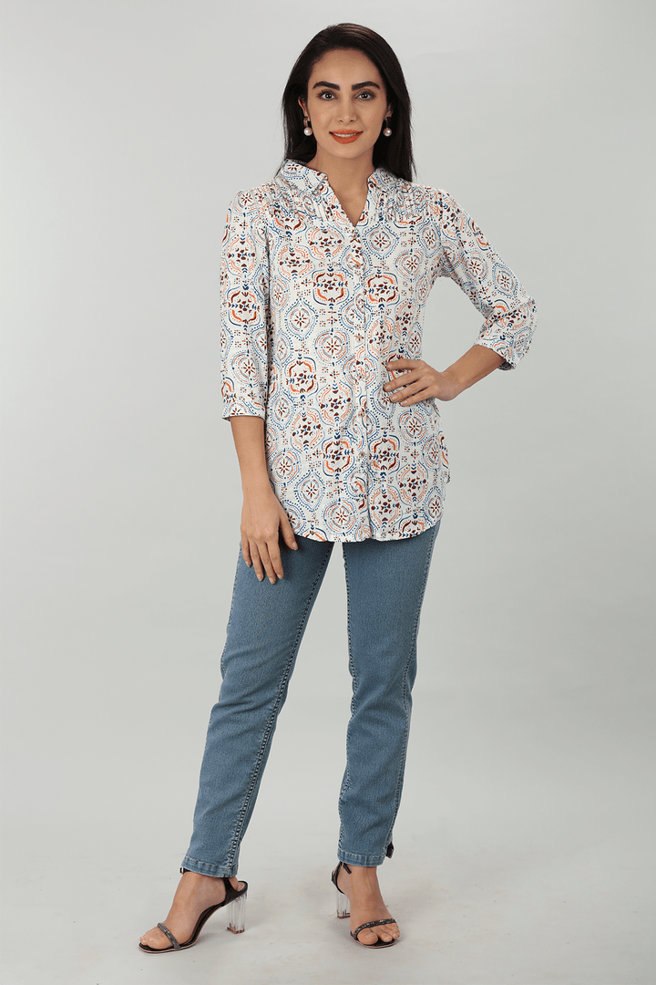 Blue Pintuck Shirt