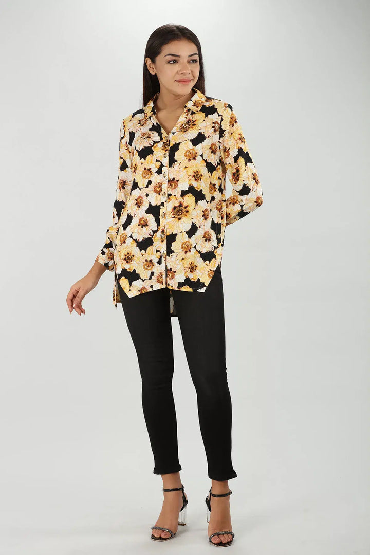 Yellow Floral Printed Shirt