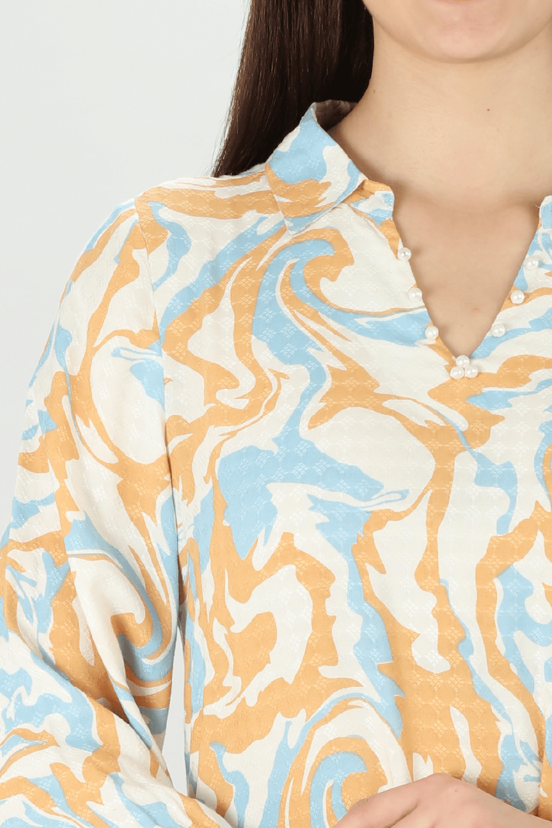 Abstract Peach Marble Kurti