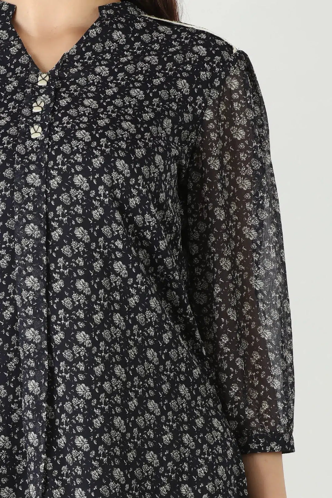 Charcoal Grey Chiffon Top